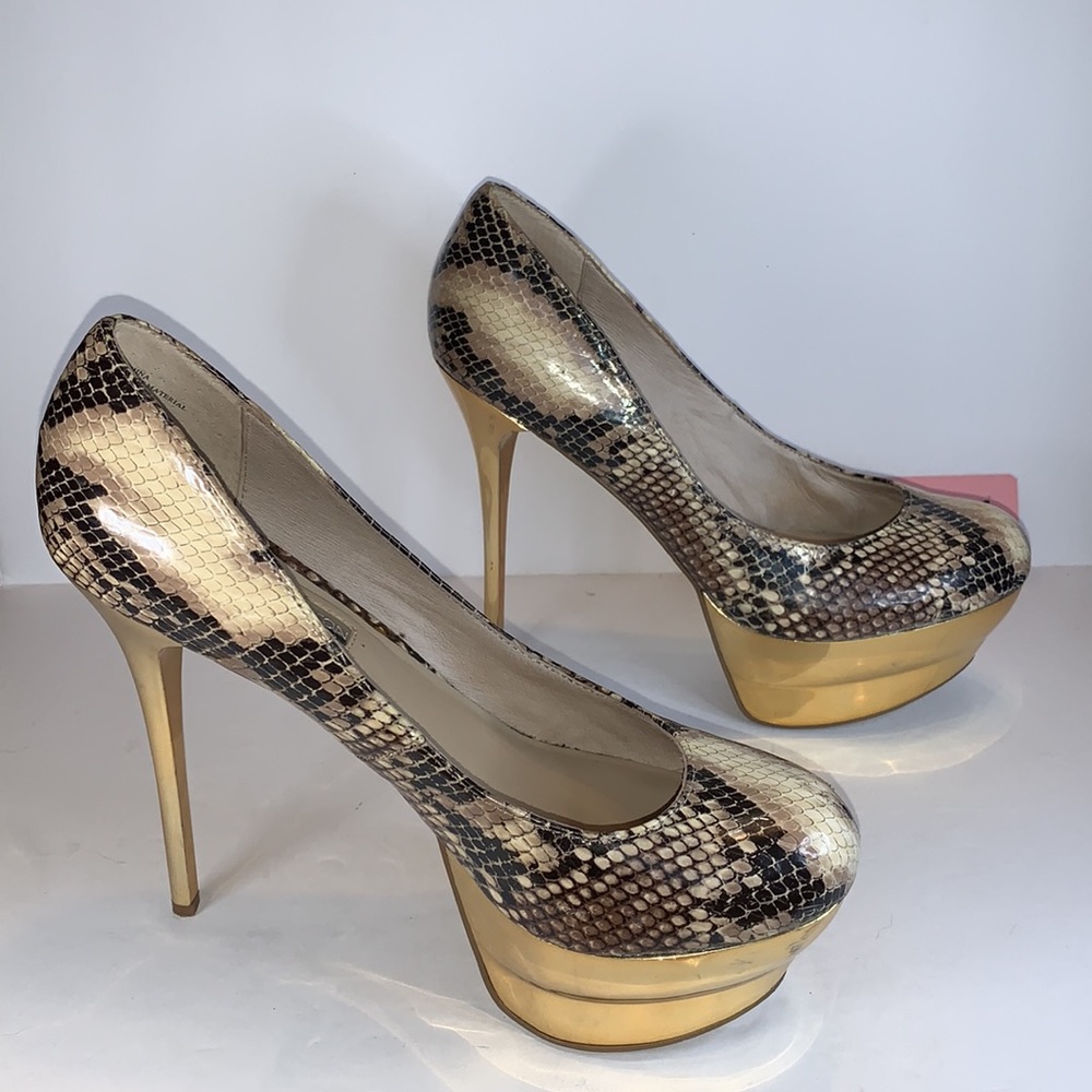 8.5 Python & Gold Double Platform Stilettos H By … - image 7